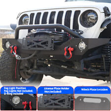 For 2018-2023 Jeep Wrangler JL JT Front Bumper W/Winch Plate Location & D-Ring picture