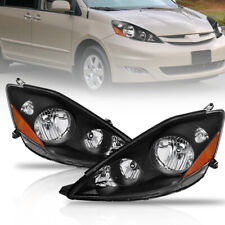 2PCS LH+RH Black Housing Headlight Front Lamp For 2006-2010 Toyota Sienna LE XLE picture