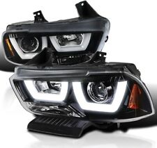 SPEC-D TUNING Dual LED Tube Jet Black Projector Headlights Compatible with 2011- picture