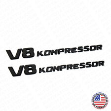 2x Mercedes 03-11 Gloss Black V8 Kompressor Side Fender Logo Marker Emblem Badge picture