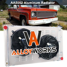 3-Row Aluminum Radiator Shroud Fan For 1973-80 Chevy C10/C20/C30 Pickup Suburban picture