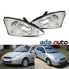 Fit 2000-2004 Ford Focus Clear Lens Chrome Headlights Head Lamps Assembly Set picture