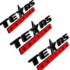 SET OF 3 For SILVERADO SIERRA TRUCK BLACK AND RED 3D TEXAS EDITION EMBLEM DECAL picture