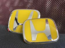 2pcs JDM Yellow Silver Front+Rear Emble Logo Badge For civic 2006-2015 picture