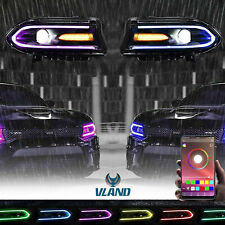 Pair LED RGB Colorful Lights DRL Projector Headlight For 2015-20 Dodge Charger picture