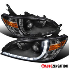 Fit 2004-2005 Honda Civic Black LED Strip Projector Headlights Lamps Left+Right picture