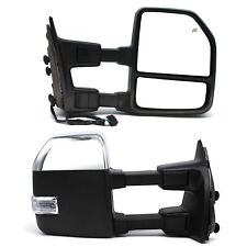 Upgrade Tow Mirrors For 2008-16 Ford F250 Super Duty Power Heated Signal Chrome picture