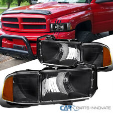 Black Fits 1999-2001 Dodge Ram 1500 2500 3500 Sport Headlights Corner Lamps L+R picture