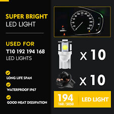 10x Super White T10 194 LED Bulbs Instrument Gauge Cluster Dash Light W/ Sockets picture