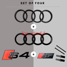 Audi S4 Gloss Black Set Kit of Front Rings Badge Grille Boot Lid Trunk Emblem picture