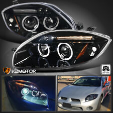 Jet Black Fits 2006-2012 Mitsubishi Eclipse LED Halo Projector Headlights 06-11 picture