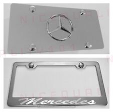 3D Mercedes Benz Combo Stainless Steel Front Plate W/ License Plate Frame picture