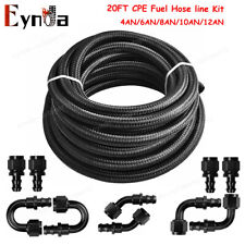 20FT 4/6/8/10/12AN Braided CPE Fuel Oil Line & 10PCS Push Lock Hose Fittings Kit picture