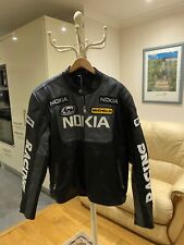 NEW VINTAGE NOKIA MICHELIN ALPINESTARS RACING MOTO REAL LEATHER JACKET SIZE XL picture