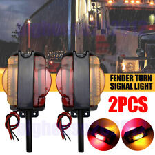 2x 14 LED Dual Face Red Amber Trailer Fender Side Marker Light Turn Signal Lamps picture