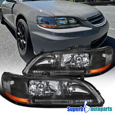 Fits 1998-2002 Honda Accord 2Dr 4Dr DX EX LX SE Black Headlights Driving Lamps picture