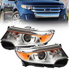 Pair Headlights for 11-14 Ford Edge Halogen Projector Chrome Housing L&R Set picture