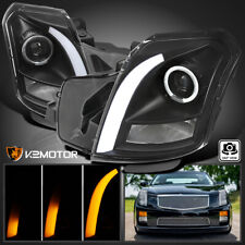 Black Fits 2003-2007 Cadillac CTS Projector Headlights Switchback LED Signal Bar picture