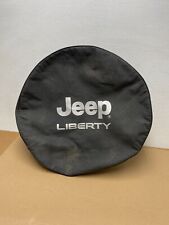 2002 to 2007 Jeep Liberty Spare Tire Cover Black Denim With Silver Log picture