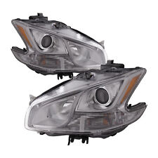 Fits 09-14 Nissan Maxima Halogen Type Chrome Headlights Headlamps Pair Set picture