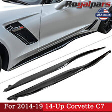 For 2014-19 14-Up Corvette C7 ABS Plastic Side Skirts Z06 Style ABS GLOSS BLACK picture