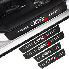 4pcs For Mini Copper Carbon Fiber Car Door Sill Scuff Plate Protector Sticker picture