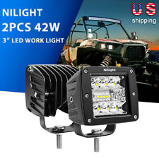 Nilight 2PCS 3INCH LED Work Light Bar 42W Cubes Spot Flood Driving Fog Lamps 4WD picture