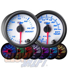 GLOWSHIFT WHITE DIAL 60 PSI BOOST & 2400 F EXHAUST GAS TEMP EGT 2 GAUGE SET picture