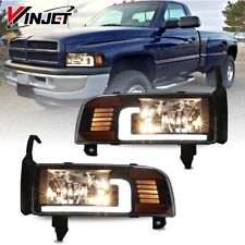 for 1994-2002 Dodge Ram 1500 2500 3500 Pickup LED Headlights Assembly Black Pair picture