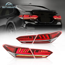 Red Clear LED Tail Lights w/ Sequential Signal for Toyota Camry 2018-2019 Rear picture
