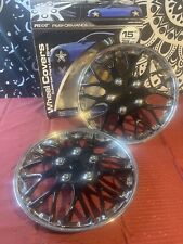 KT-970 Chrome Ice Black 15in. Universal Wheel Cover / Hub-cap (2-Pack) picture