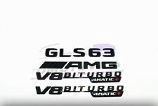 GLS63 AMG V8 BITURBO 4MATIC+ Emblem glossy Black Badge Combo Set for Mercedes picture