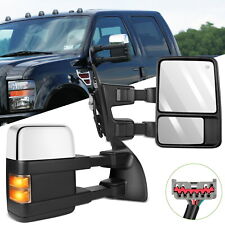 Pair For 08-16 F350 Super Duty Chrome Tow Power+Heated LED Signal Side Mirrors picture