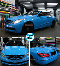 Light Blue Smooth Stretch Glossy Bright Car Paint Vinyl Wrap Sticker Air Free US picture