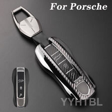 TPU Carbon Fiber Key Case Fob Cover Shell For Porsche Cayenne 911 Taycan Keyless picture