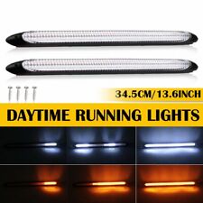 2x LED Switchback DRL Tube Light Strip Amber White Sequential Flow Turn Signal picture