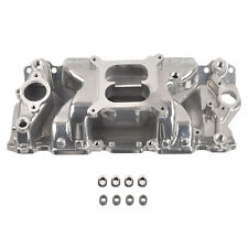 Polished Aluminum Dual Plane Air Gap Intake Manifold for SBC Chevy 350 400 57-95 picture