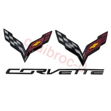 2014-2019 C7 Chevy Corvette Flash Black Emblem Badge Kit 23465587 gloss black picture