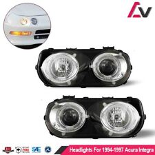 Pair Headlights For 1994 1995 1996 1997 Acura Integra Projector Black Headlamps picture