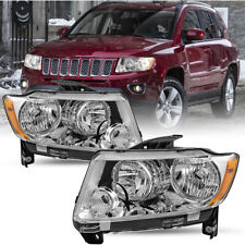 Pair Halogen Headlights Headlamp For 2011-2013 Jeep Grand Cherokee/11-17 Compass picture