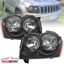 Black Headlights Fits 2005-2007 Jeep Grand Cherokee Signal Head Lamp Left+Right picture
