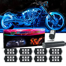 8 Pods Motorcycle RGB Led Lights Underglow Neon Accent Light Wireless Remote Fob picture