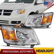 Headlights Replacement For 2008-2010 Dodge Grand Caravan Chrome Amber Side Lamps picture