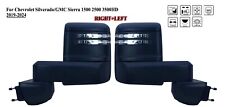 Pair Right + Left Side Black Tow Mirror for 19 to 24 Chevy Silverado GMC Sierra picture