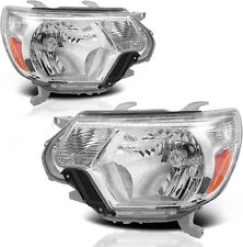 Headlights Pair Fits For 2012 2013 2014 2015 Toyota Tacoma Chrome Housing Lamps picture
