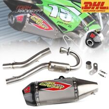 FULL SYSTEM EXHAUST MUFFLER RACING PIPE STAINLESS STEEL SET FOR KAWASAKI KLX140 picture