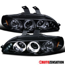 Fit 1992-1995 Honda Civic 2/4Dr LED Halo Projector Headlights Lamps Black Smoke picture