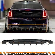 For 15-23 Chrysler 300 Glossy Black Dual Exhaust Shark Fins Rear Bumper Diffuser picture