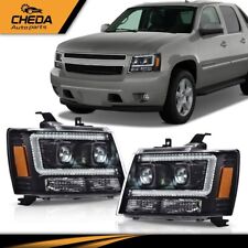 Fit For 2007-2014 Tahoe/Suburban LED DRL+Turn Signal Headlight/Lamp Black/Amber picture