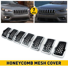 For Jeep Cherokee 2019-2022 Chrome Mesh Honeycomb Front Grille Inserts Frame picture